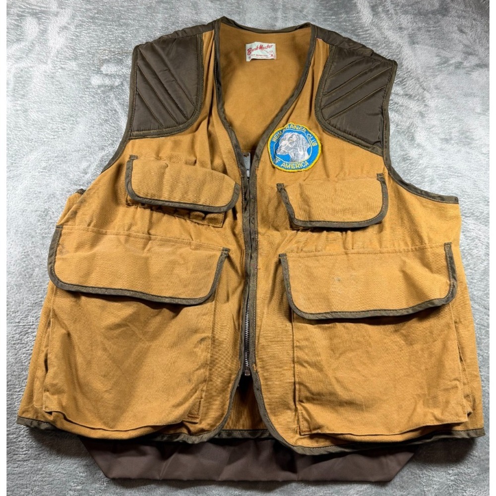 Vtg Brush Master Hunting Vest Weimaraner Club Patch Canvas USA